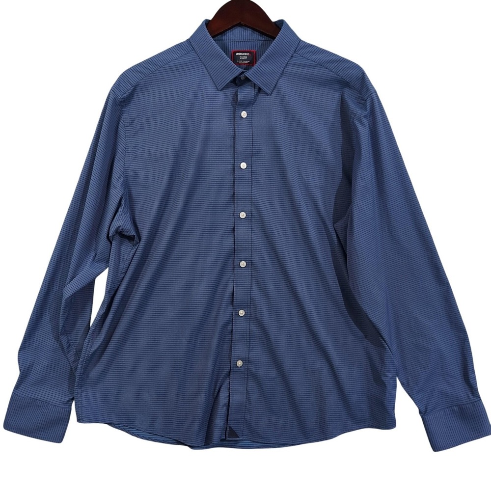 UNTUCKit Shirt Mens XL Blue Check Langhorne Relaxed Fit Long Sleeve Button-Up